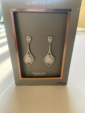 Fine Silver Plated Dangling Earrings